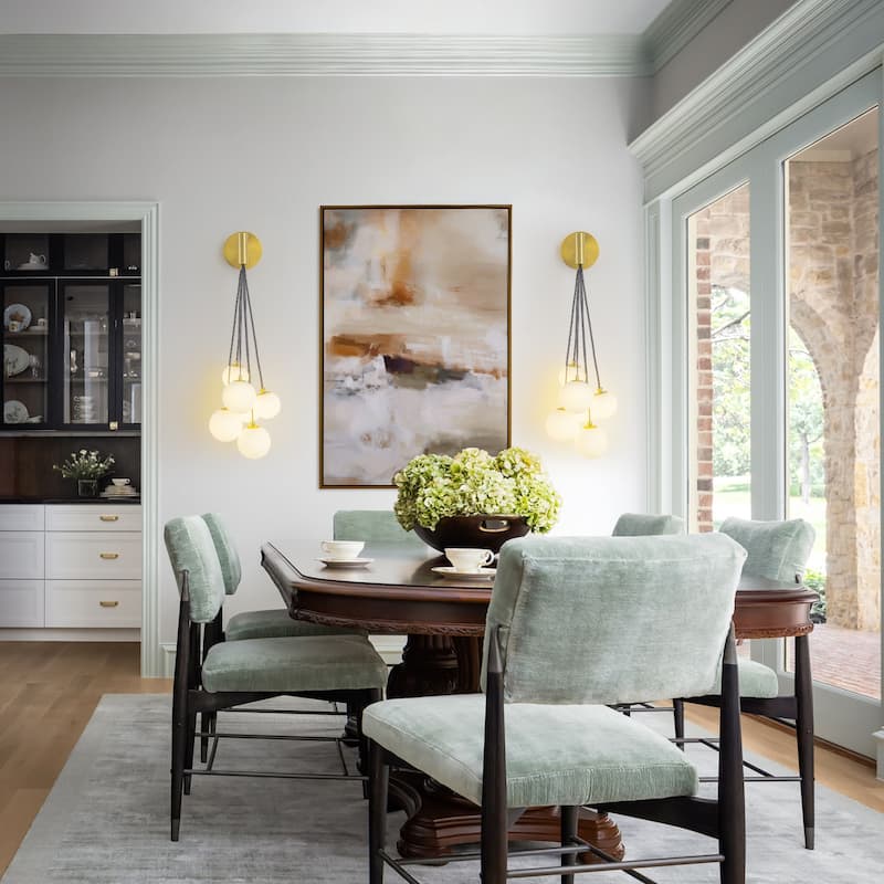 6-Light Hanging Milky Glass Globe Wall Sconce Modern Living Room