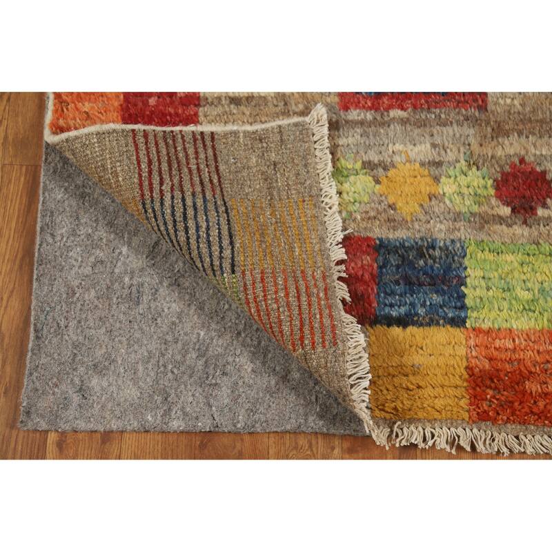 Geometric Moroccan Runner Rug Hand-Knotted Wool Carpet - 3'1" x 9'6"