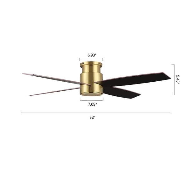 dimension image slide 4 of 8, WINGBO 44" and 52" Flush Mount DC Ceiling Fan without Lights, 4 Reversible Blades