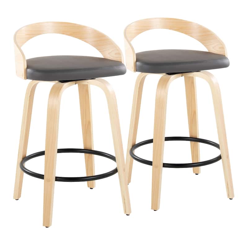 Carson Carrington Stavanger 26" Fixed-Height Counter Stool with Bent Wood Legs & Round Footrest (Set of 2)