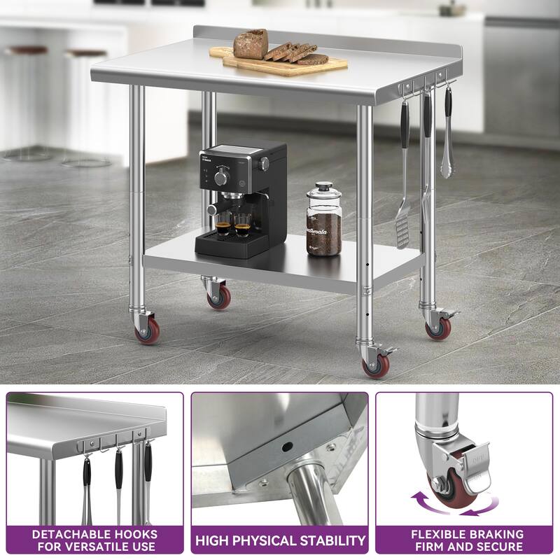 Stainless Steel Work Table with Wheels
