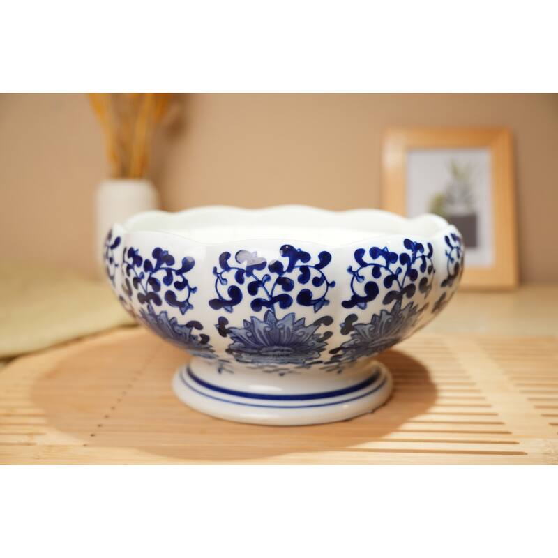 10.63in Scallop Chinoiserie Ceramic Candle (67 oz) - Bamboo