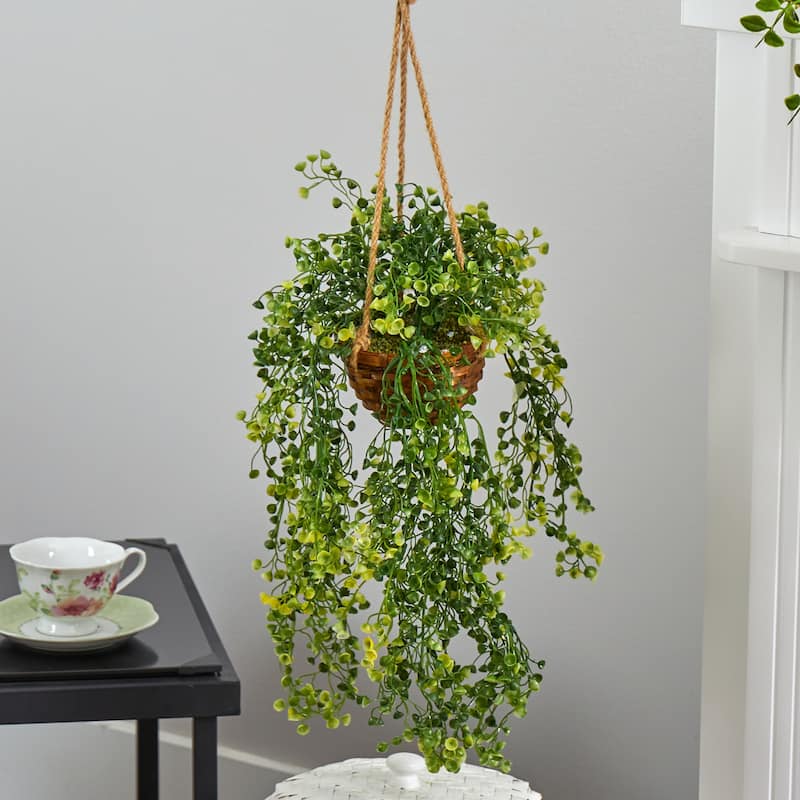 20" Baby Tear Artificial Plant in Hanging Basket - 3"