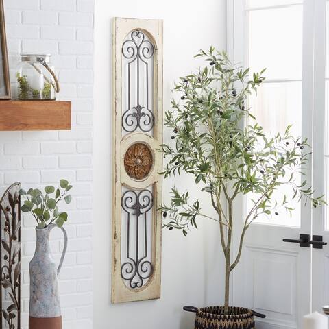 White Iron Farmhouse Wall Decor Ornamental 58 x 12 x 1