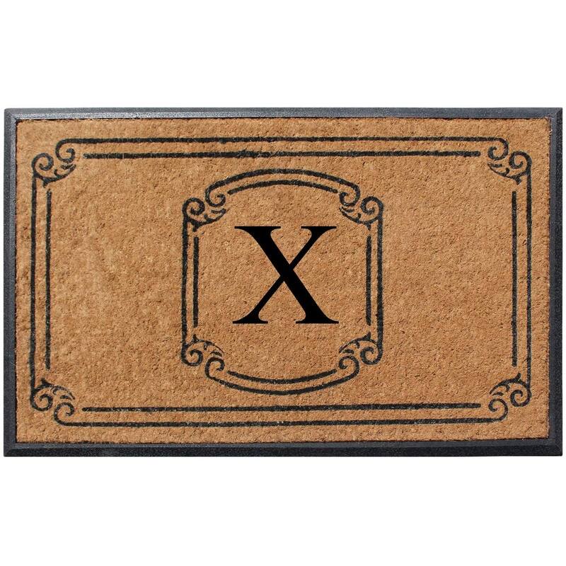 A1HC Natural Coir Monogrammed Door Mat For Front Door, 30"x48" - X