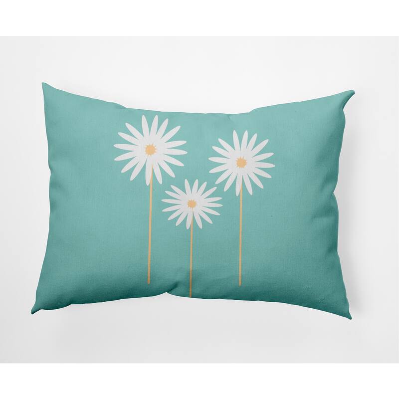 Floral Print Indoor/Outdoor Throw Pillow - Light Blue - 14" x 20"