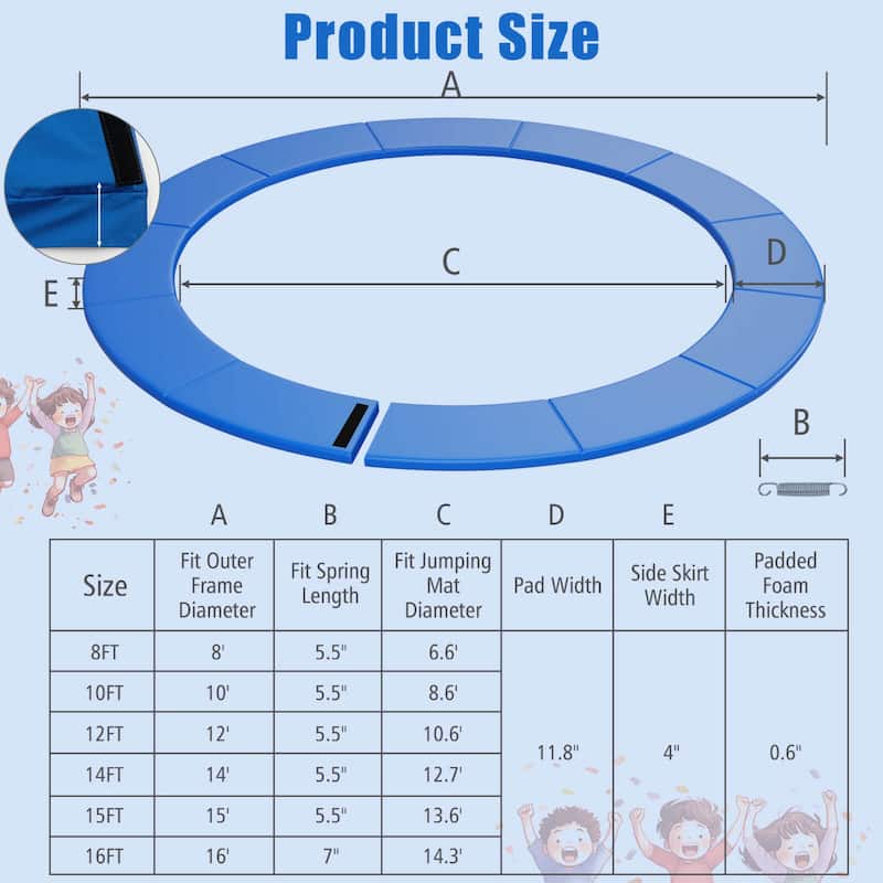 Gymax 14FT Trampoline Spring Cover Universal Trampoline Replacement