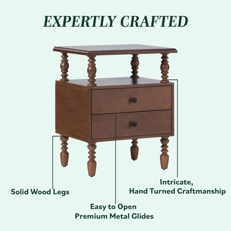 Walker Edison Easy Assembly Solid Wood 2-Drawer Nightstand
