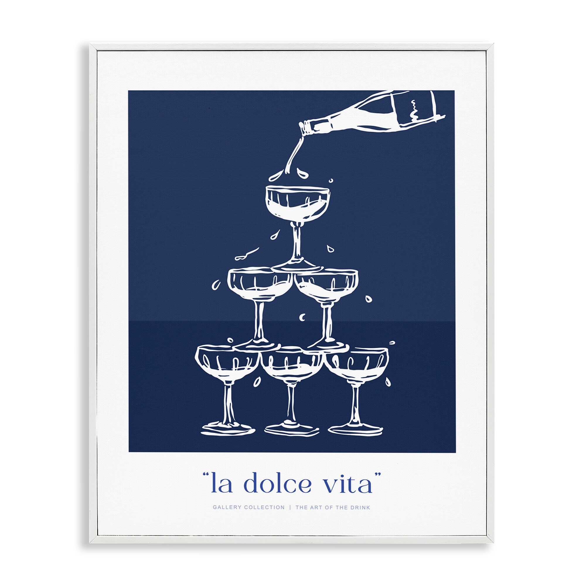 Stupell Navy Champagne Tower Framed Giclee Art Design By Lettered and Lined