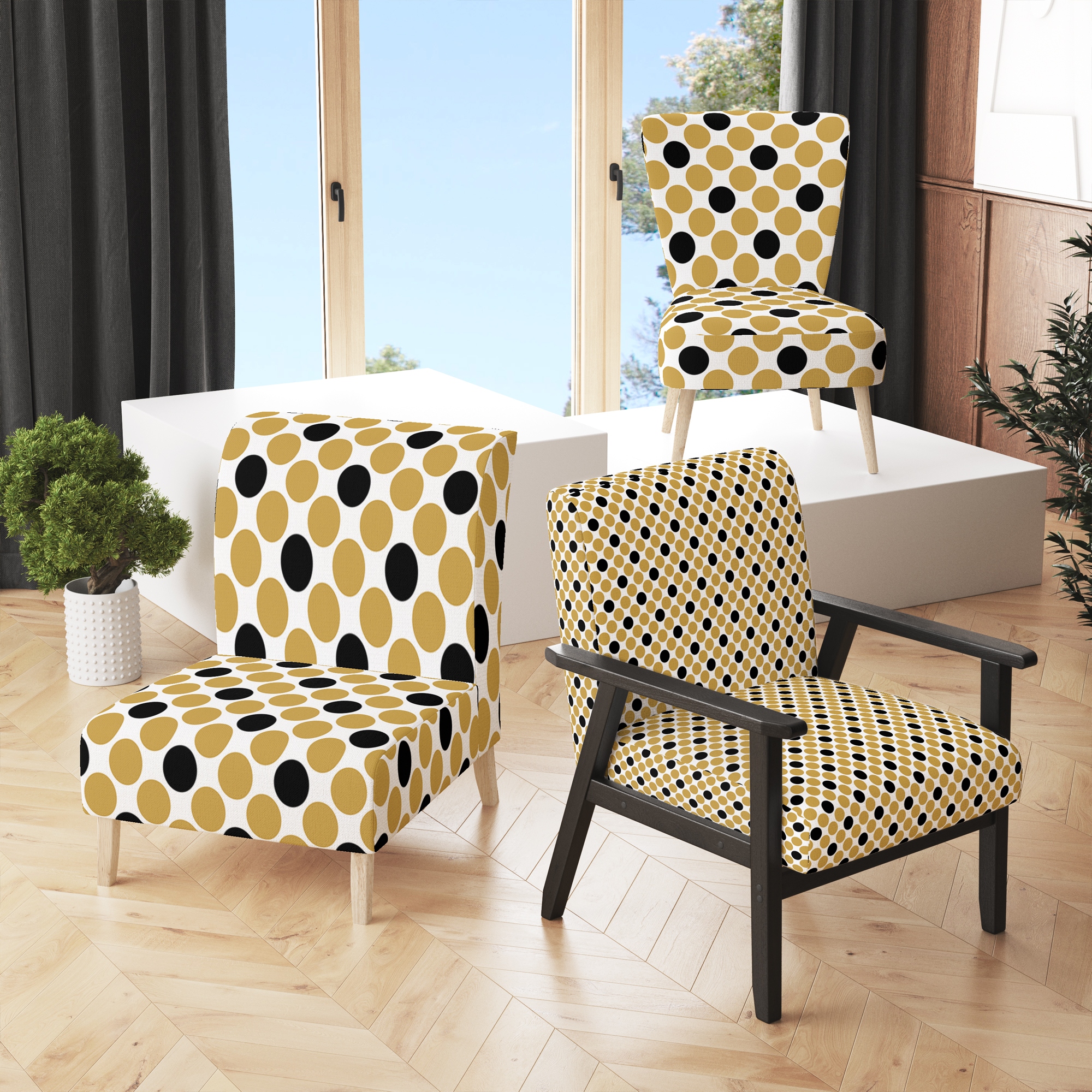 Black and white hot sale polka dot chair