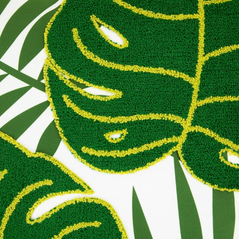 Tropical Palm Tree Leaves Throw Pillow - 16" - Green and White