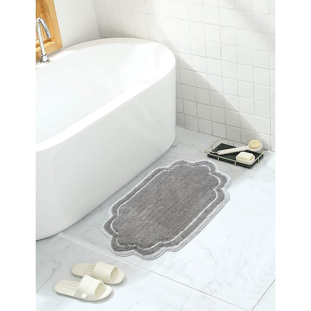 Home Weavers Allure Collection Absorbent Cotton, Machine Washable and Dry Bath Rugs - 17"x24" - Grey