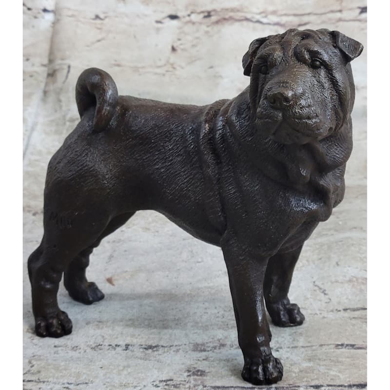 Hot Cast Bronze Shar Pei Dog Sculpture Statue Figurine Original Art