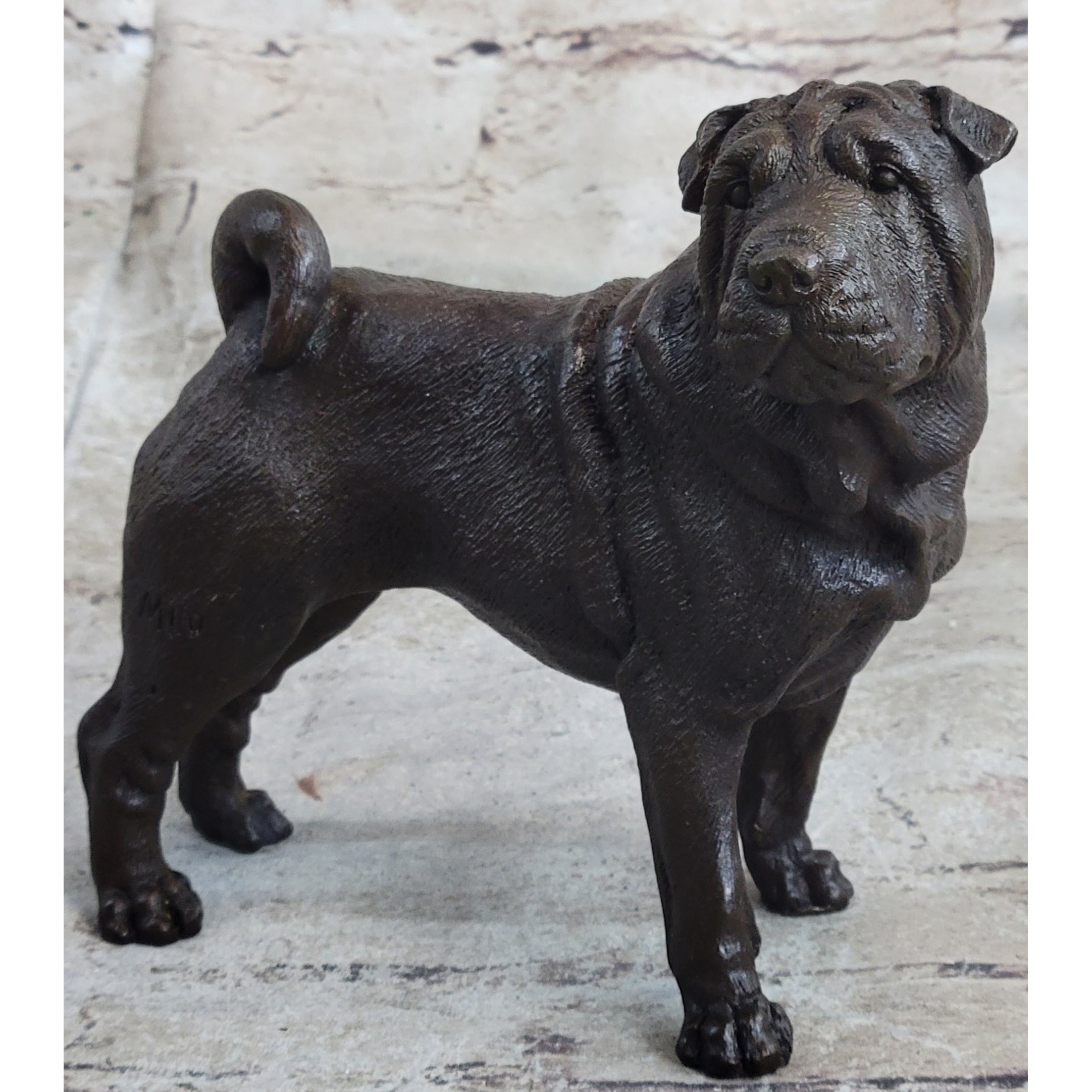Hot Cast Bronze Shar Pei Dog Sculpture Statue Figurine Original Art