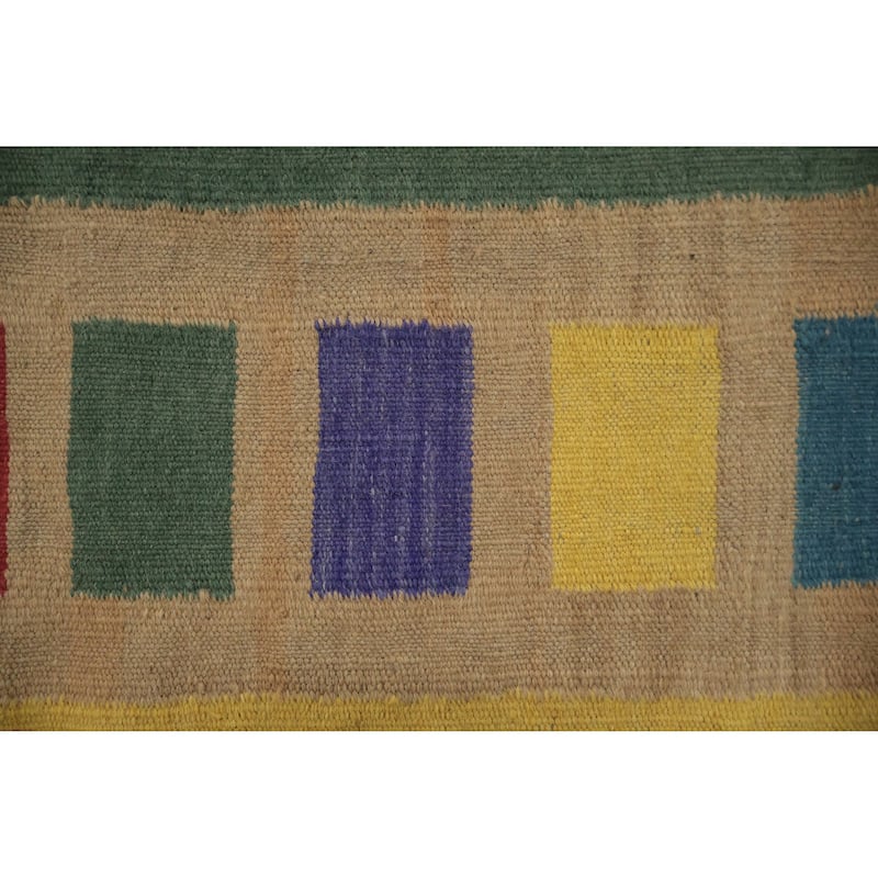 Hand Woven Oriental 100% Wool Carpet Southwestern Tribal Red Kilim Area Rug - 9' 10'' X 8' 3''