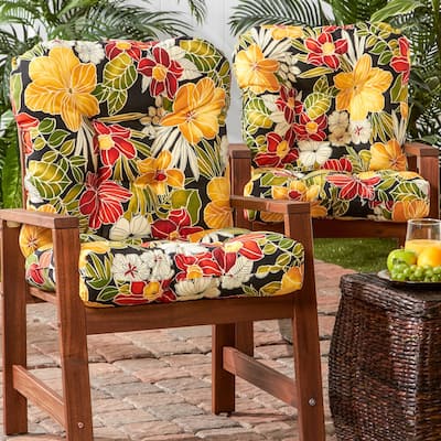 Aloha Floral 21 x 42-inch Outdoor Seat/Back Chair Cushion (Set of 2) (Cushions Only)