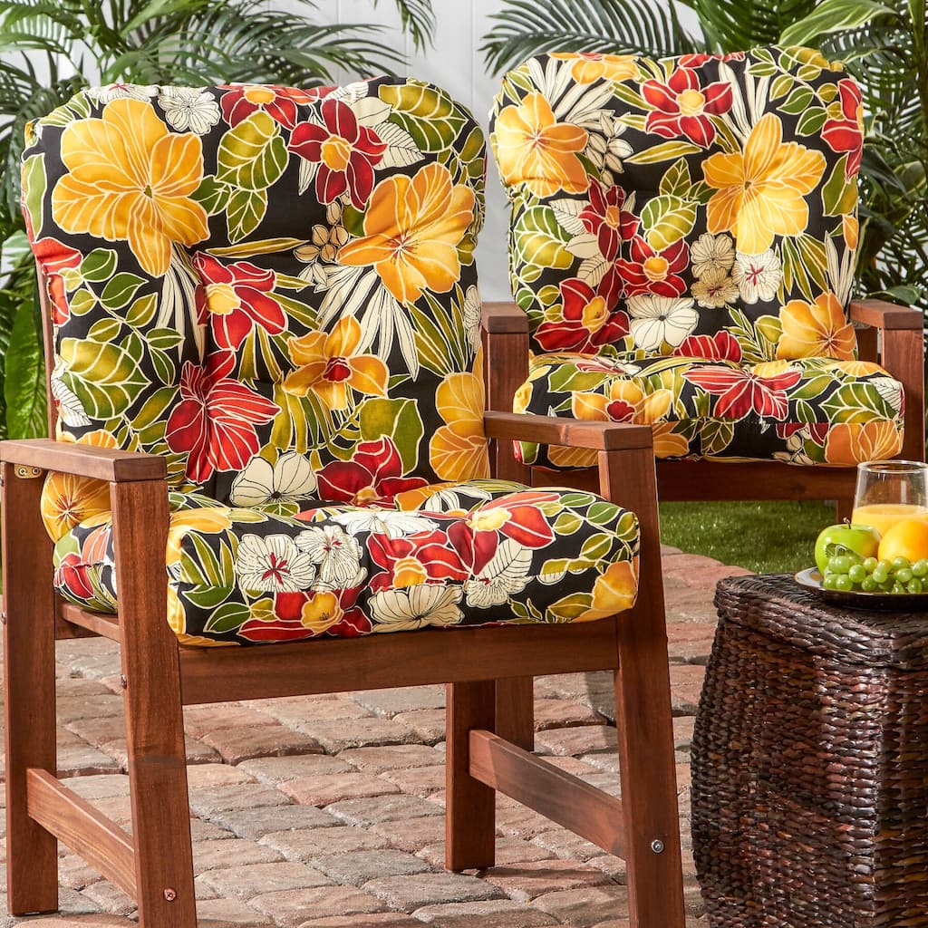 Aloha Floral 21 x 42-inch Outdoor Seat/Back Chair Cushion (Set of 2) (Cushions Only)