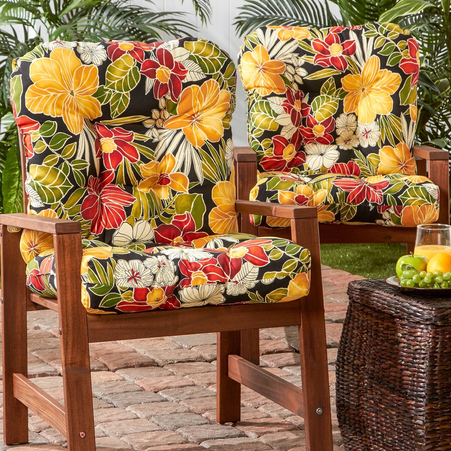 21 x 42-inch Outdoor Seat/Back Chair Cushion (Set of 2) (Cushions Only)