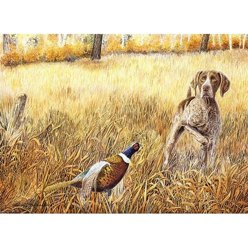 German Shorthair Pointer Hunting Dog Decal - 8 Inch Car Window Sticker, Pheasant Design