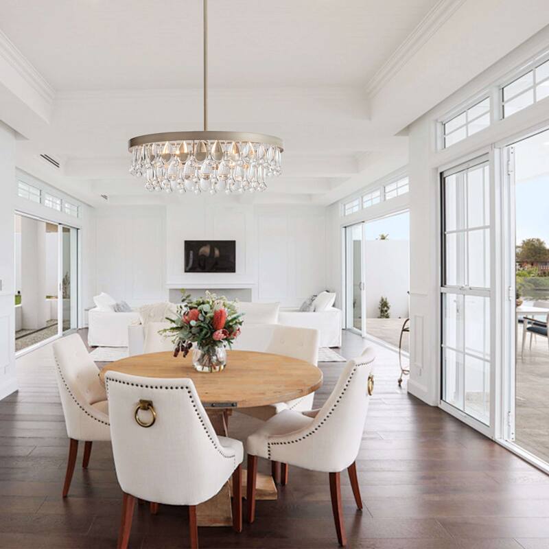 Viviana 4-light Crystal Teardrop Round Chandelier