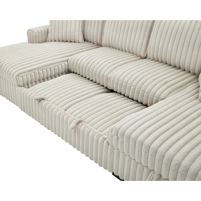 Roomfitters Oversized U Shaped Sleeper Sofa with Pull Out Bed, Modular Sectional Couch with Storage Chaise, Khaki