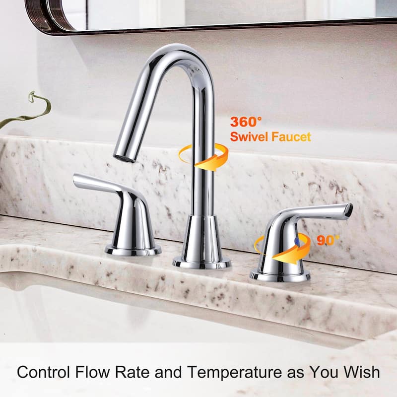 WOWOW 8 in. Widespread Double Handle Bathroom Faucet