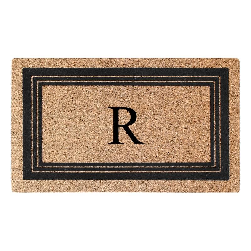 A1HC Natural Coir Monogrammed Entrance Door Mats, Durable Large Outdoor Rug, Non-Slip, Flock Doormat 18"X30" - R