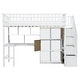 preview thumbnail 8 of 31, Twin Size Loft Bed with Bulit-in Desk, LED Light and Storage Staircase, Wooden Loft Bedframe with Storage Shelves and Cabinets