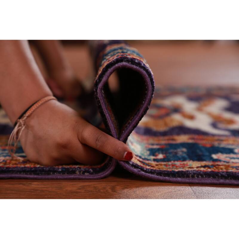 Hand Knotted Oriental 100% Wool Carpet Transitional All-Over Purples Oushak Runner Rug - 9' 11'' X 2' 10''