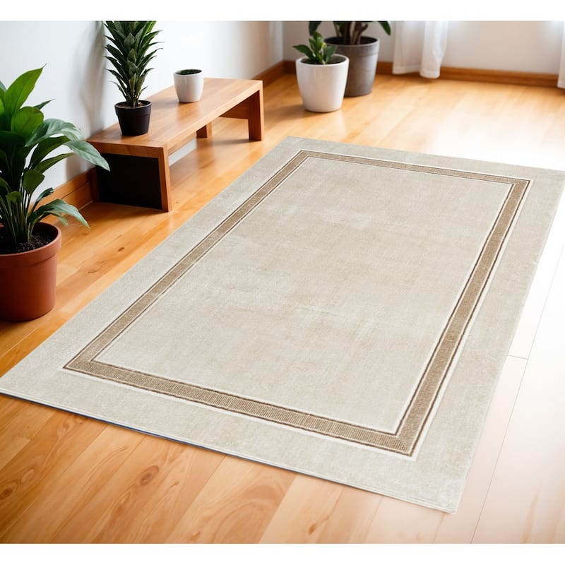 Durur Geometric Modern Non Skid Stain Resistant Area Rug By HomeRoots - 71' X '47' X '0.39 - 71' X '47' X '0.39 - Cream - Rectangle