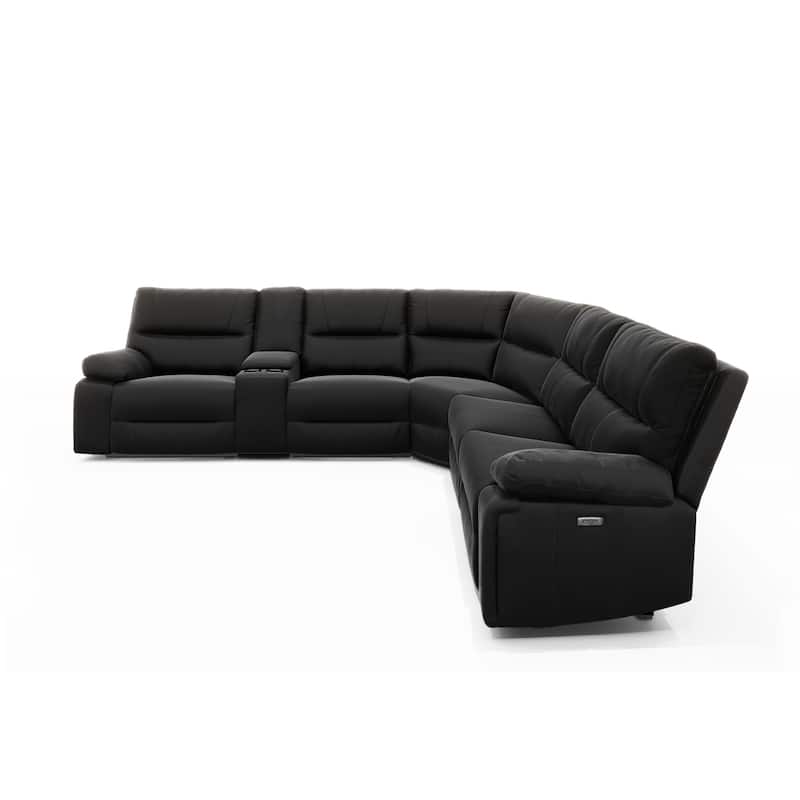 Malibu 130" 6-Piece Leather & Faux Leather Power Reclining Sectional
