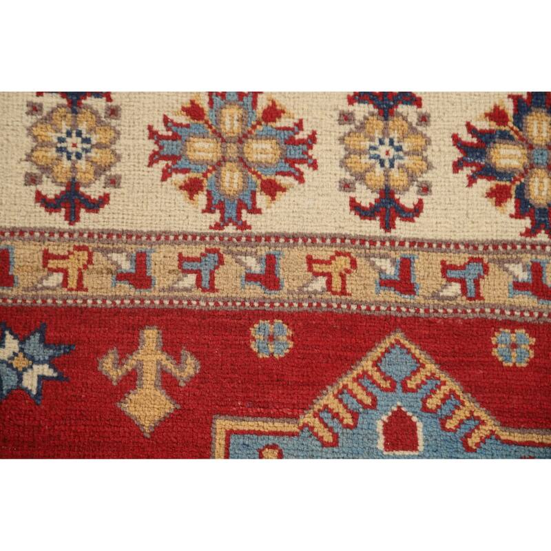 Red Traditional Kazak Area Rug Handmade Wool Carpet - 5'6" x 7'7"