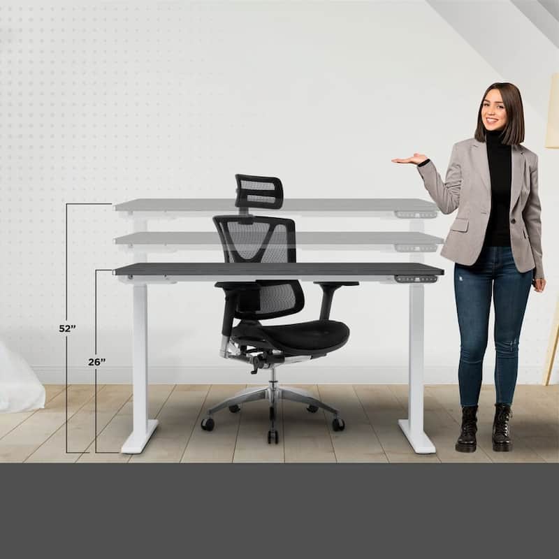 Rise Up Dual Motor Electric Standing Desk 60x30 1-pc Black Desktop