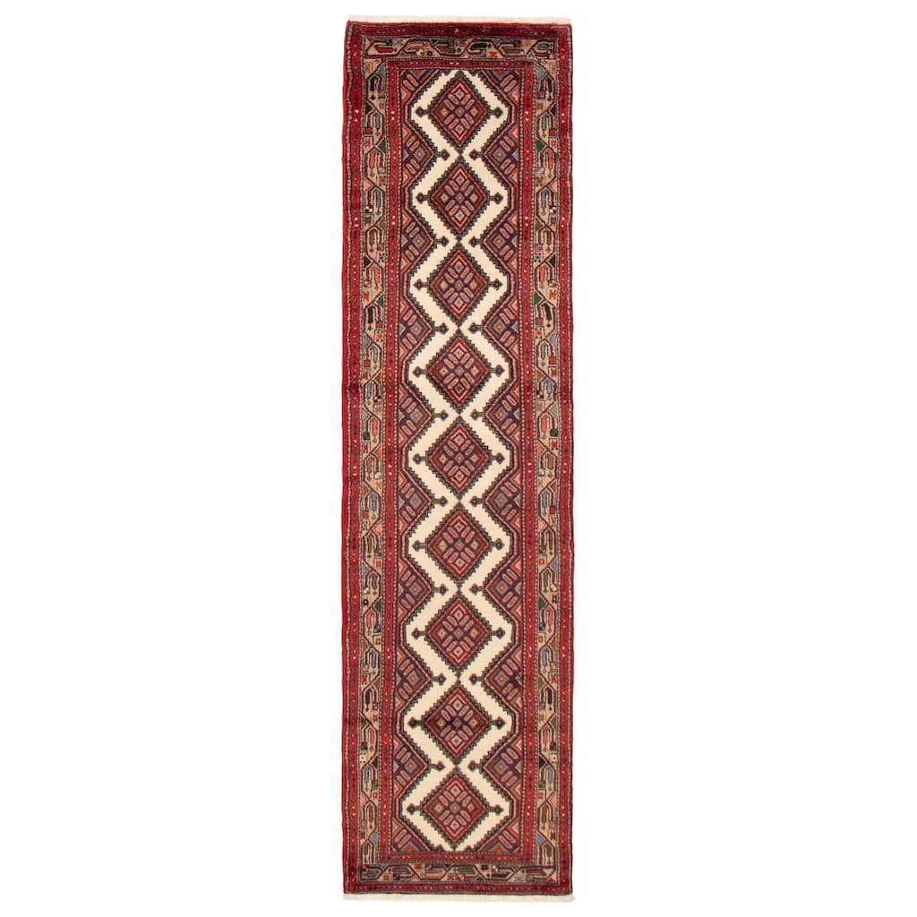 ECARPETGALLERY Hand-knotted Konya Anatolian Cream, Red Wool Rug - 2'6 x 9'10