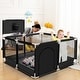 preview thumbnail 1 of 4, Infant 50"x50" 4-Panel Baby Playpen Foldable Playard with Basketball Hoop Black Black