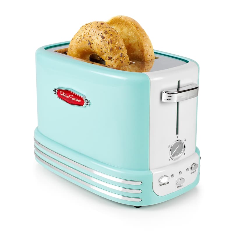 Nostalgia Retro 2-Slice Bagel Toaster, Aqua - Blue