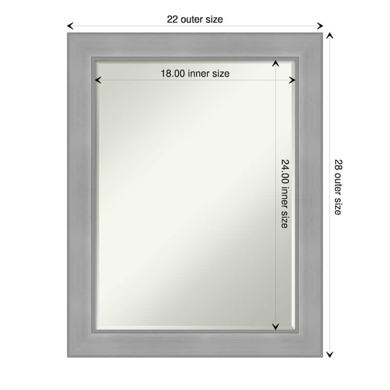 Petite Bevel Bathroom Wall Mirror - Vista Brushed Nickel Frame - Vista Brushed Nickel - 22 x 28 in - 22 x 28 in - Vista Brushed Nickel
