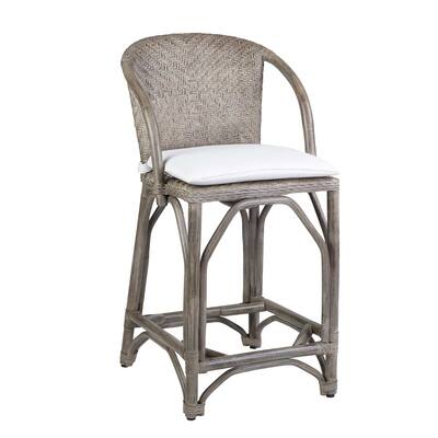 East at Main Vintage Grey Rattan Cushioned Stool