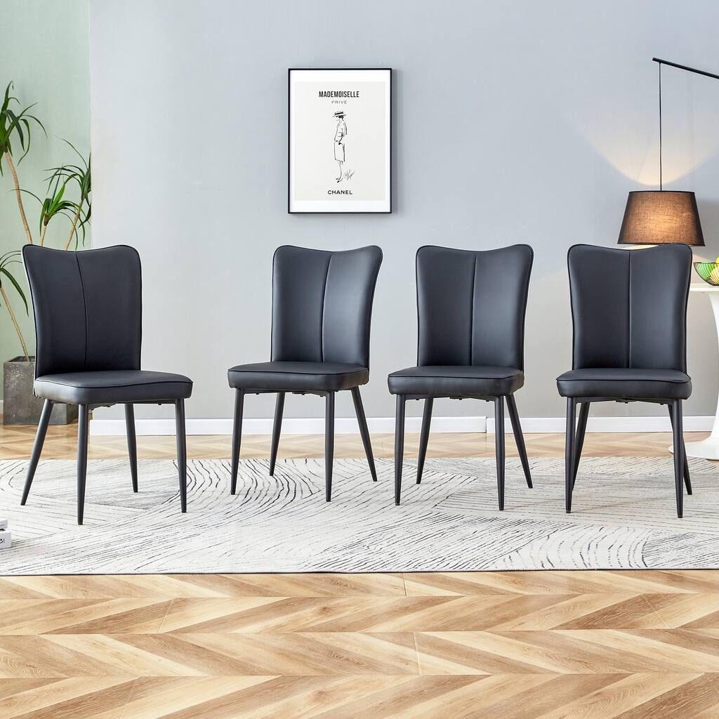 Modern minimalist dining chairs, PU leather curved backrest and seat cushions