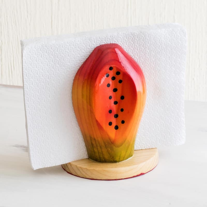 Novica Handmade Luscious Papaya Wood Napkin Holder