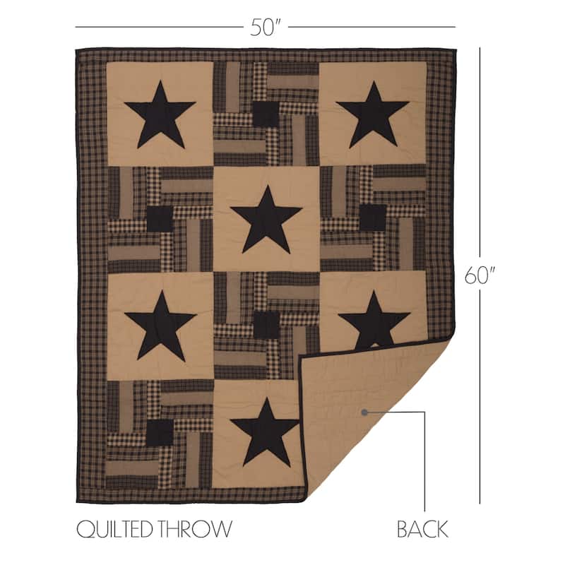 Black Check Star Quilted Throw 60x50