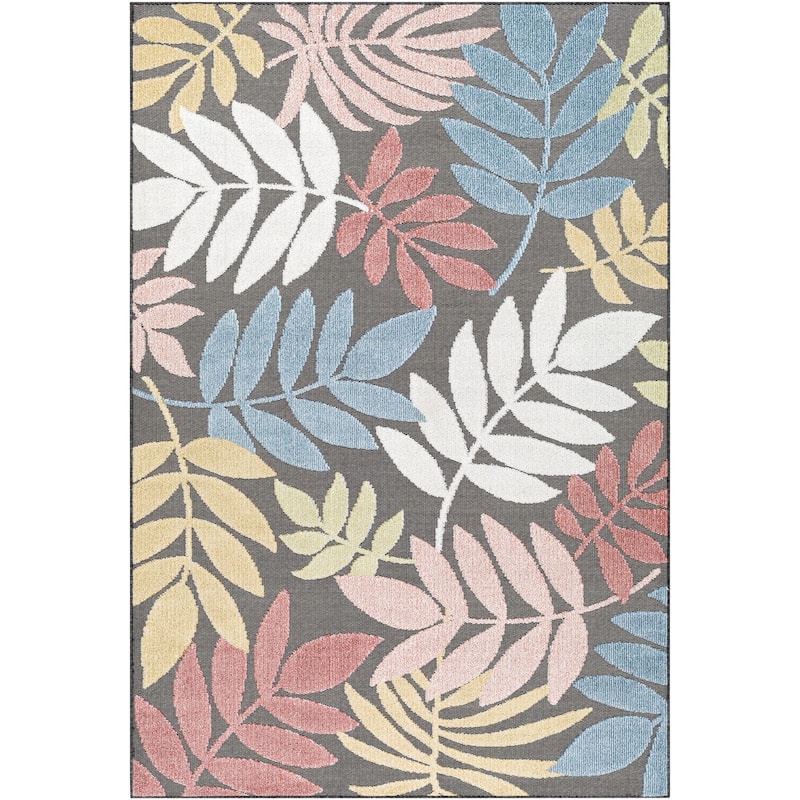Livabliss Lakeside Coastal Floral Outdoor Area Rug