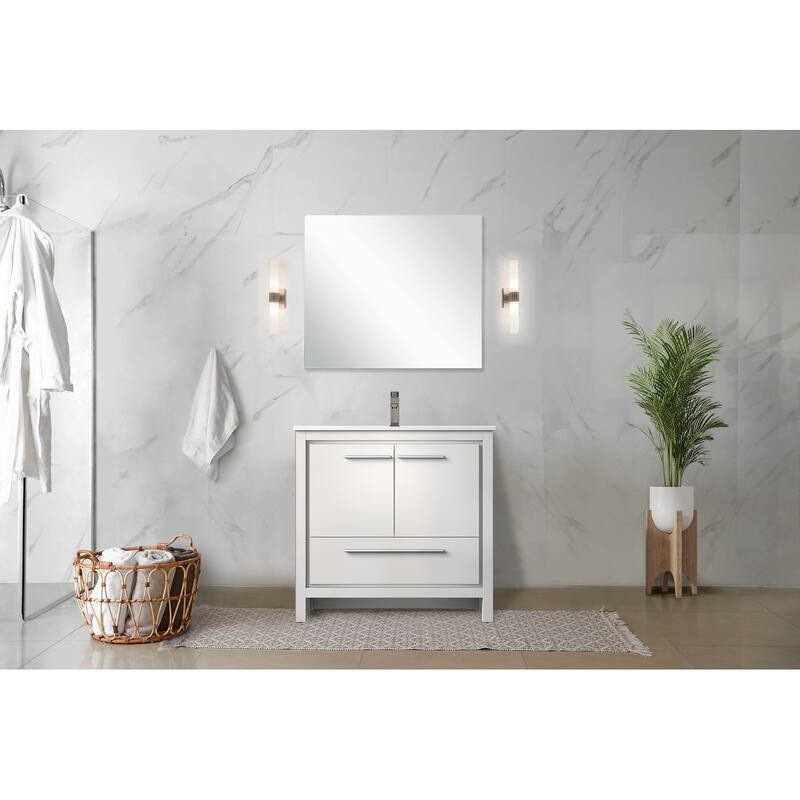 Lafarre Bath Vanity with Quartz Top, Sink, Mirror and Chrome Faucet