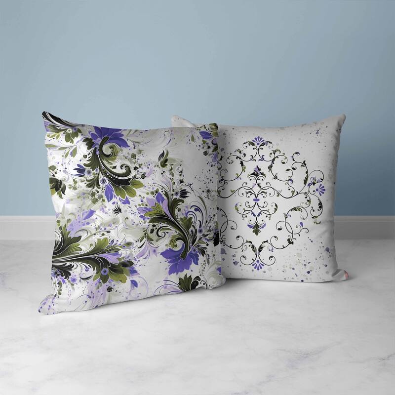 Motif Whirlwinds Faux Suede Reversible Throw Pillow Green and Violet