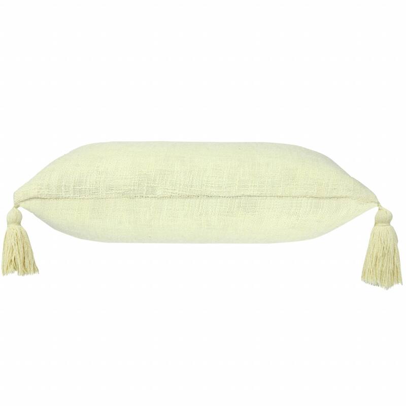 HomeRoots 20" X 20" Light Yellow 100% Cotton Zippered Pillow