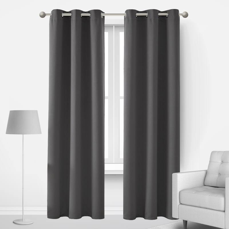 Deconovo Insulated 42 Width Curtain Panel Pair (2 Panel) - W42 x L84 Inch - Dark Grey