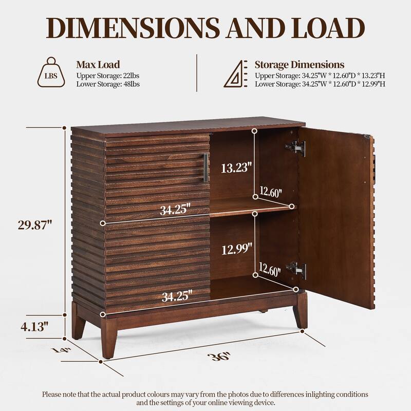 Morden Fort Wood Sideboard Storage Buffet Cabinet with 3D Stripes Doors