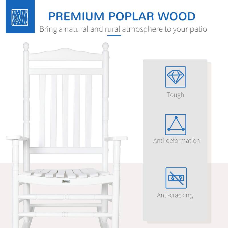 Outsunny Traditional Wooden High-Back Rocking Chair for Porch, Indoor/Outdoor - 26.25" x 34" x 45.75"