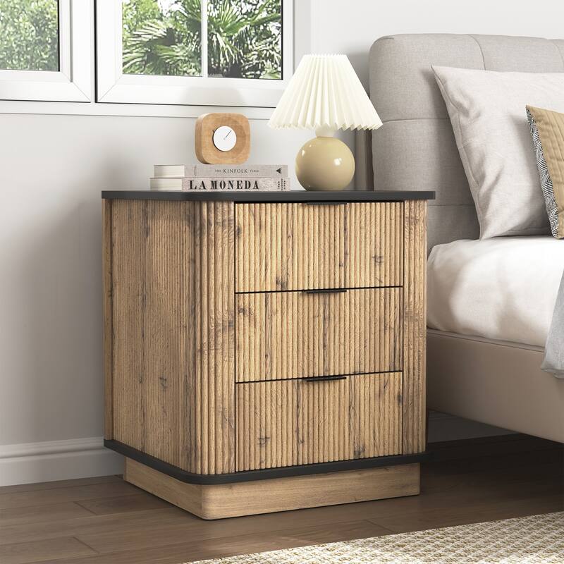 Multi-functional three-drawer MDF nightstand