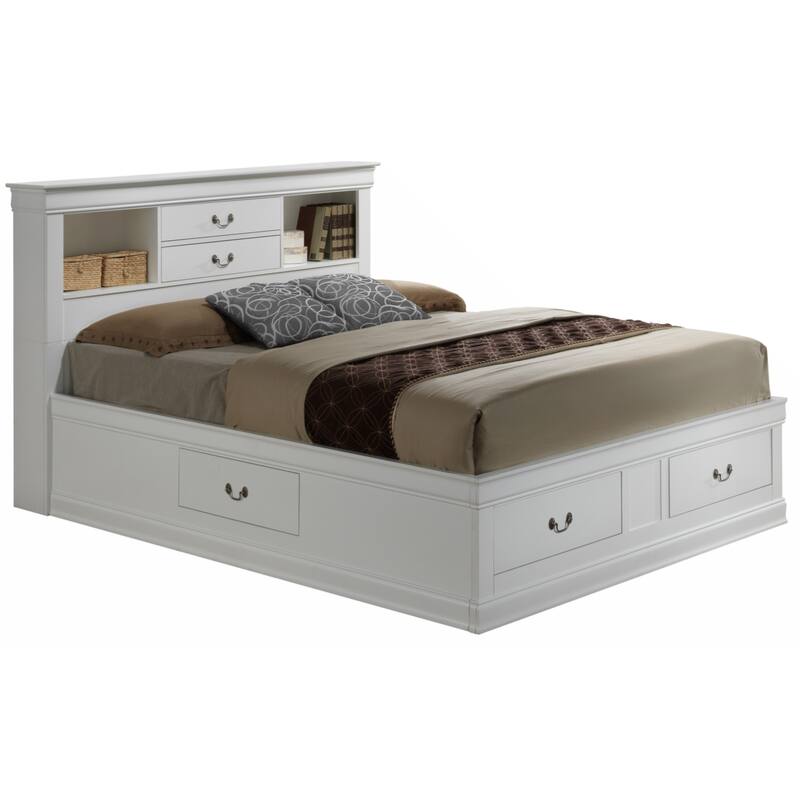 White Platform Bed with Storage, Full Size